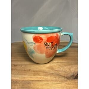 The Pioneer Women Flea Market Vintage Bloom 16 oz Turquoise Coffee Tea Mug Cup